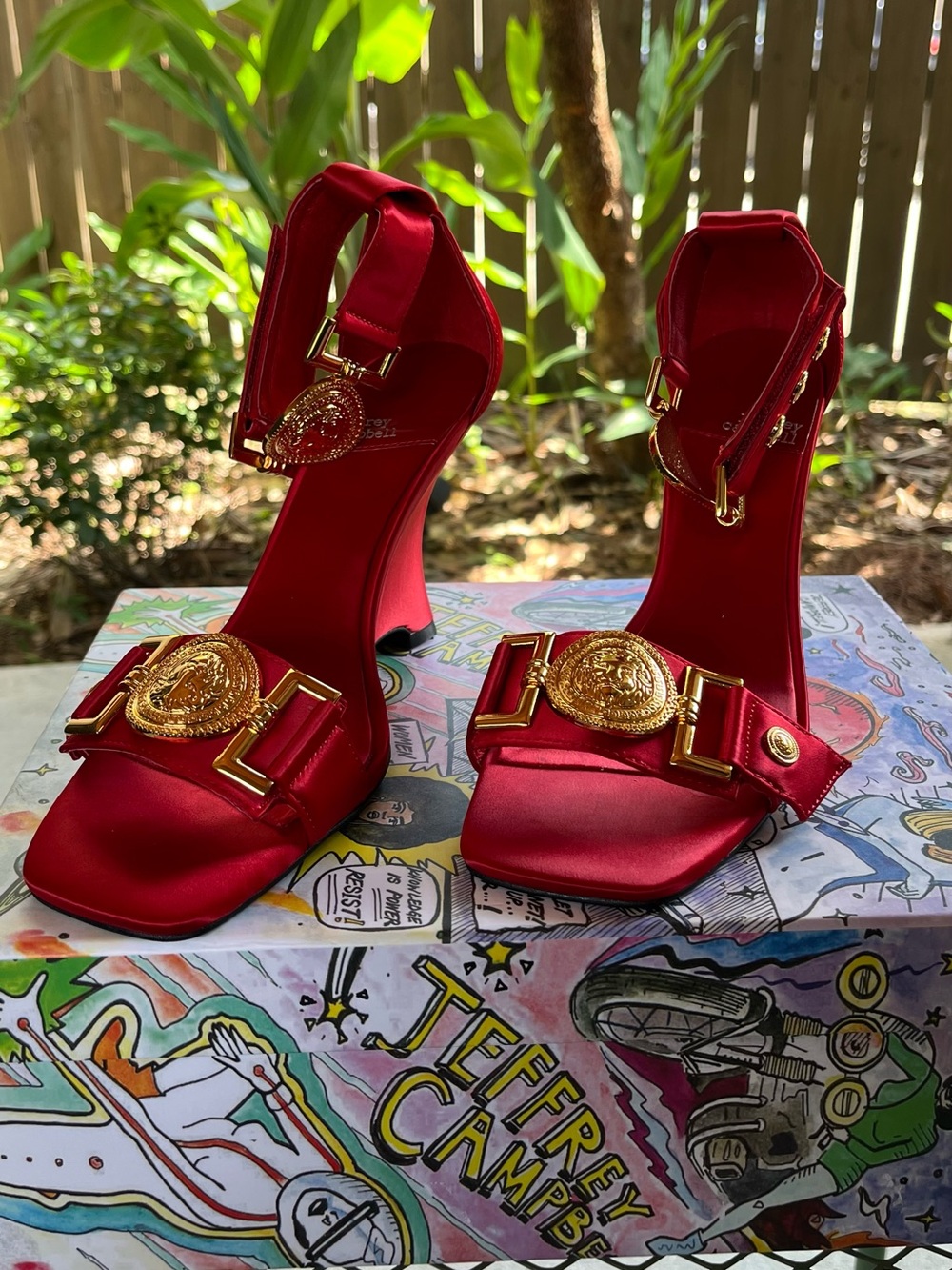 Jeffrey Campbell Leonite Wedges Red Satin